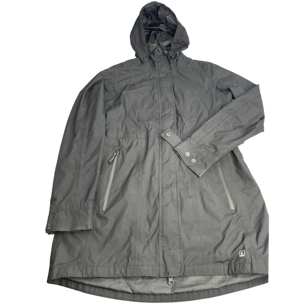 Eastern Mountain Sports EMS Womens Black Hooded Rain Parka Jacket S S18W0884